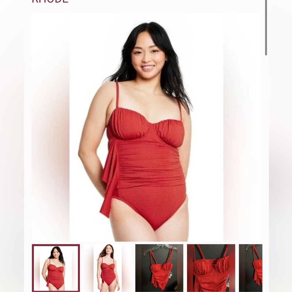 Rhode textured mermaid red swim suit size XXL - Picture 4 of 7